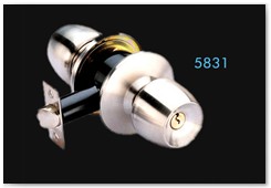 5831 (Available BK ET PS)  1/Entrance function,SS201 knob and rose,tubular with latch,75mm rosettes 2/3pcs steel key,Kwikset Keys-one side logo,another side key code  3/Brass cylinder with aluminium coating  BK CYLINDER
