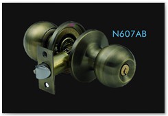 N607AB ET, brass cylinder with iron normal keys,AB finish. BK - PS, no keys, AB finish